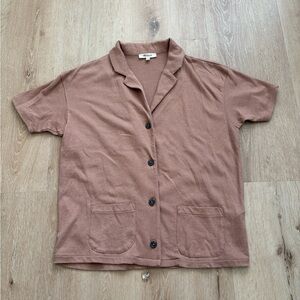 Madewell Light Pink Short Sleeve Blazer Shirt